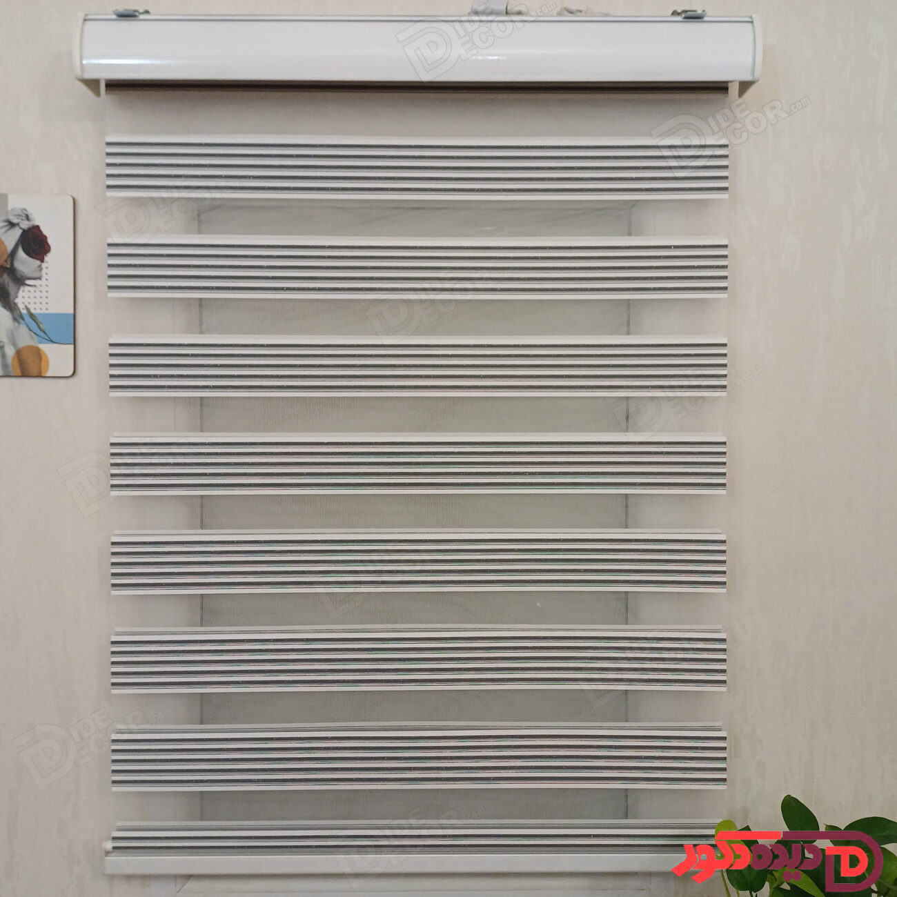 پرده زبرا خط دار دورنگ سفید سیاه راه راه کد B-2015-02