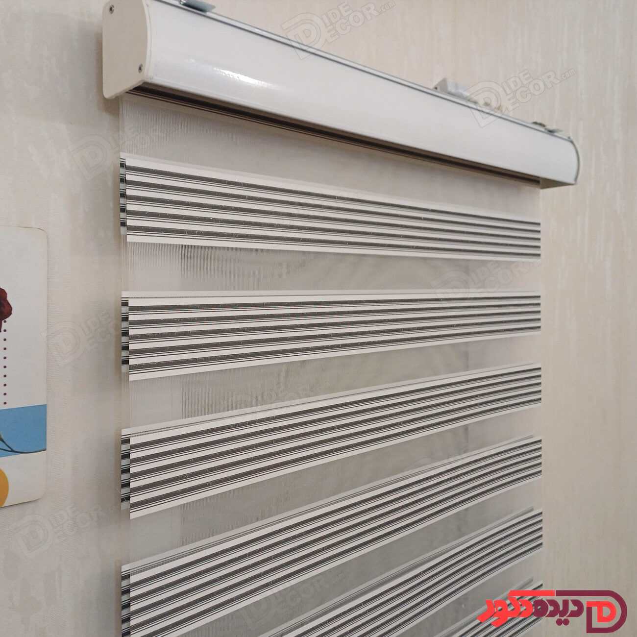 پرده زبرا خط دار دورنگ سفید سیاه راه راه کد B-2015-02