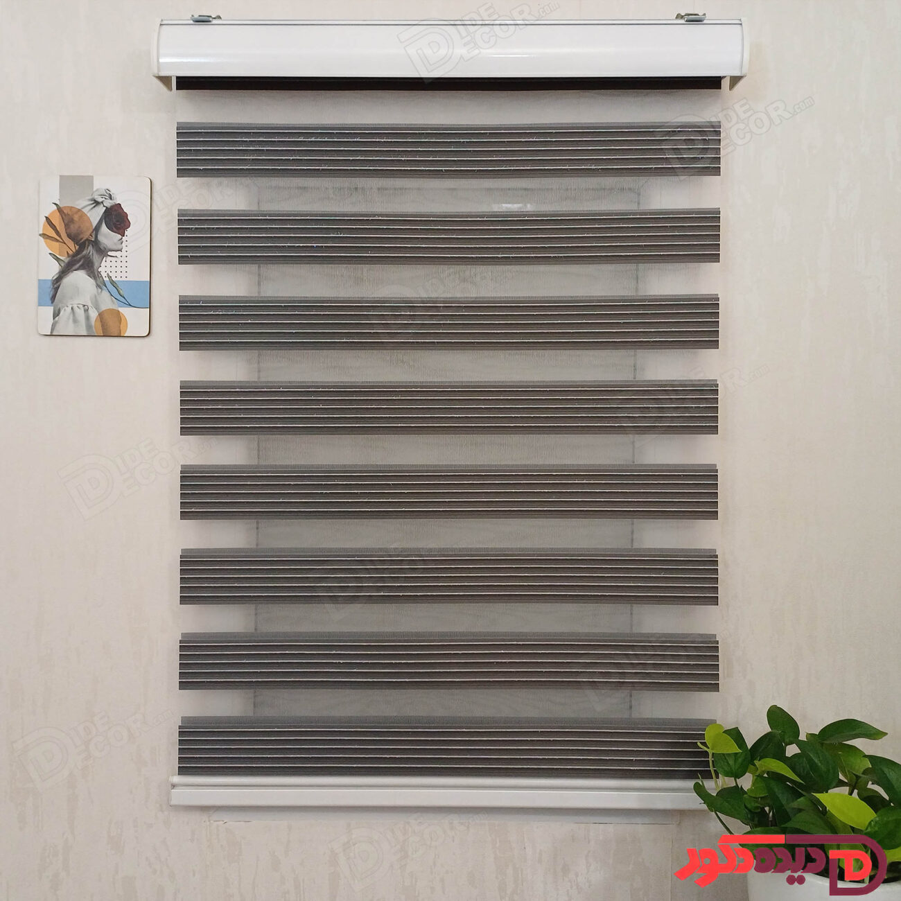 پرده زبرا خط‌دار دورنگ نوک‌مدادی سیاه راه راه کد B-2015-04