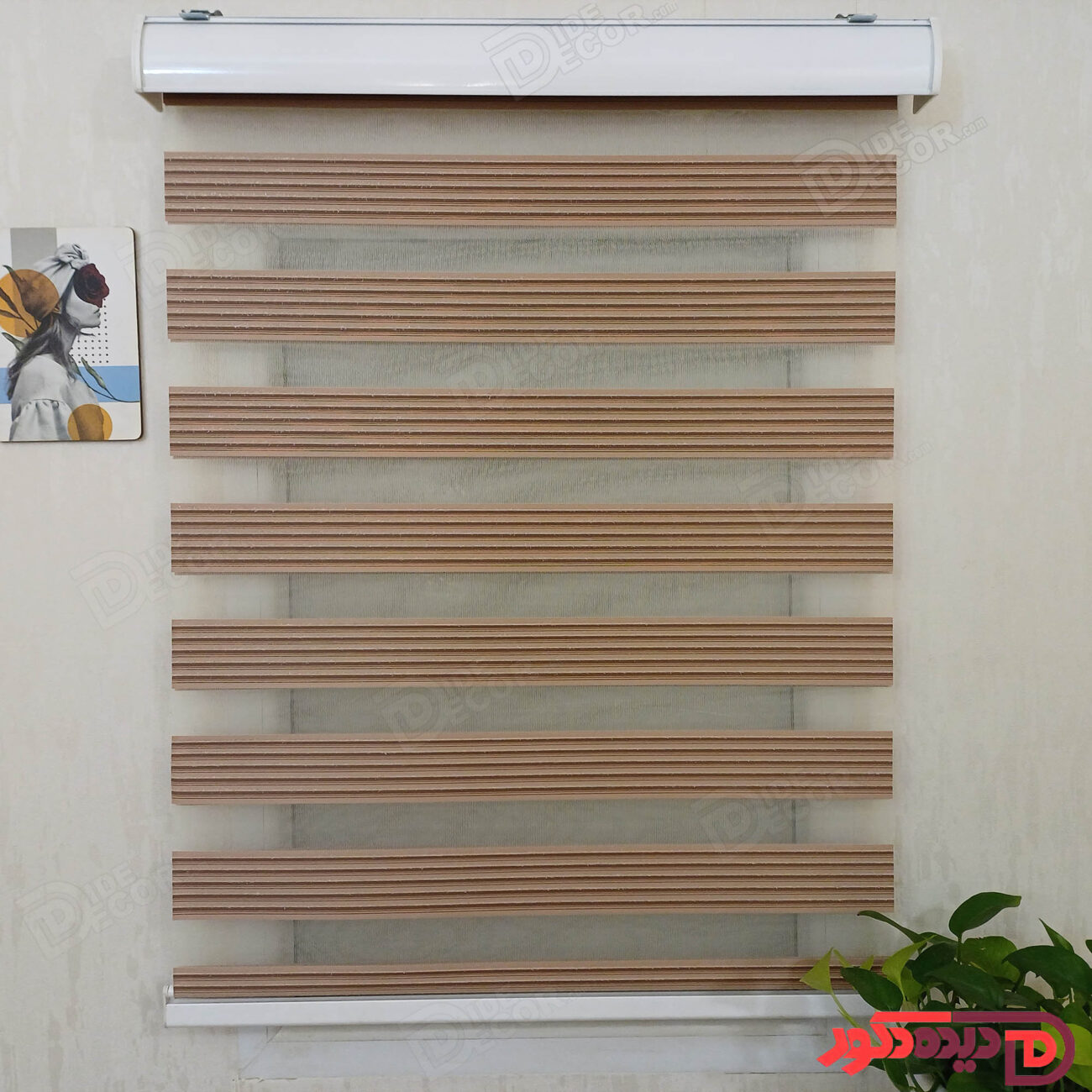 پرده زبرا خط‌دار قهوه ای دو رنگ راه راه کد B-2015-06