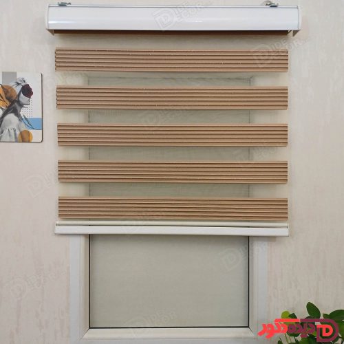 پرده زبرا خط‌دار قهوه ای دو رنگ راه راه کد B-2015-06