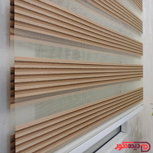پرده زبرا خط‌دار قهوه ای دو رنگ راه راه کد B-2015-06