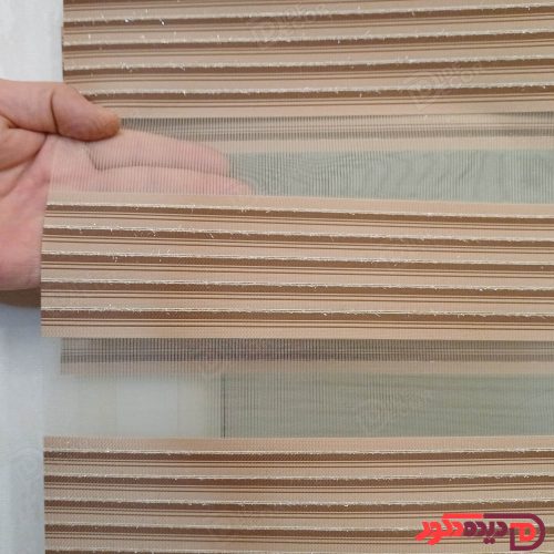 پرده زبرا خط‌دار قهوه ای دو رنگ راه راه کد B-2015-06