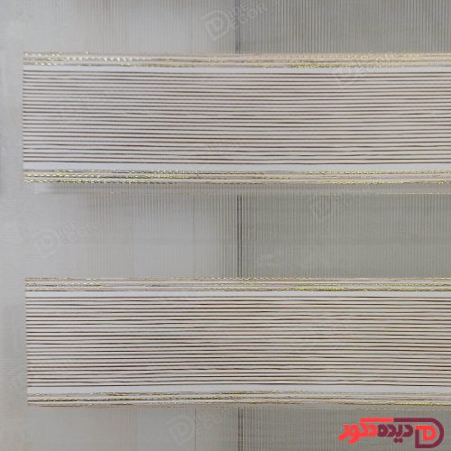 پرده زبرا ساده رنگ کرم تیره با خطوط لمه طلایی کد B-2016-03