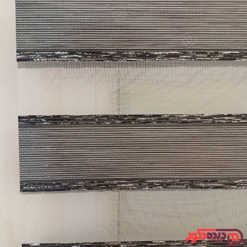 پرده زبرا ساده رنگ سیاه و طوسی و نخ نقره ای براق کد B-2016-07