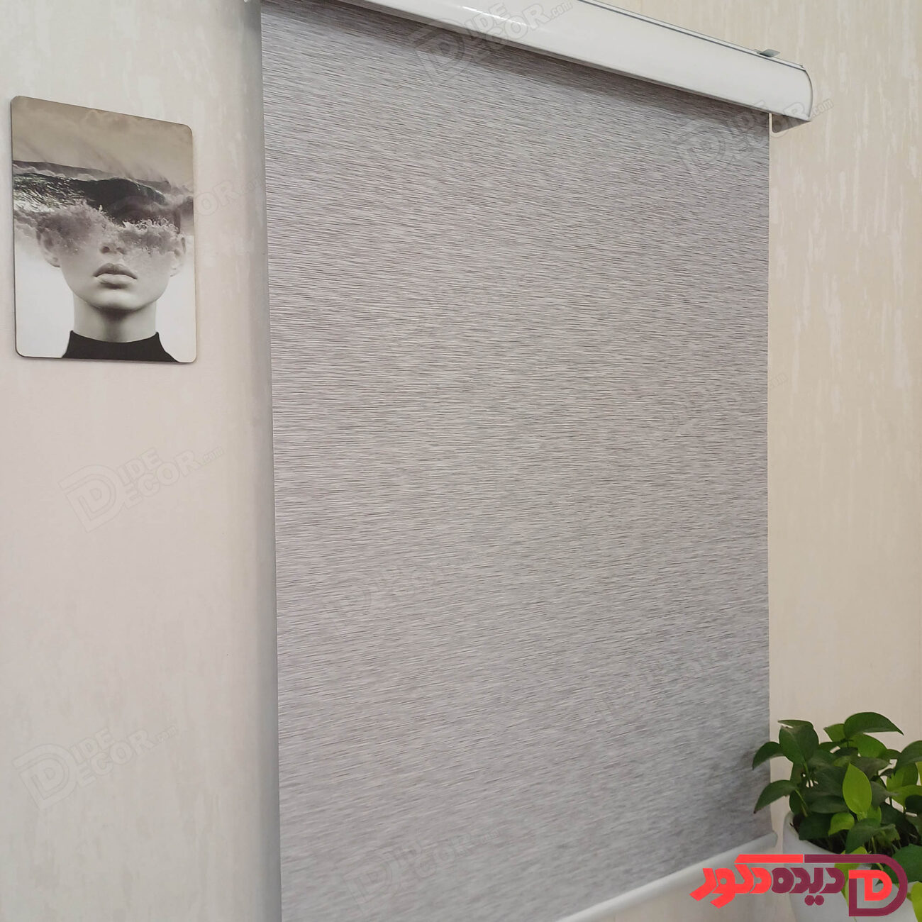 پرده شید طرح چوب رنگ طوسی کد ST-07