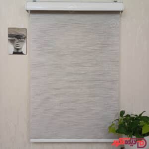 پرده شید طوسی روشن با سیم دوزی نقره ای کد B-1014-03