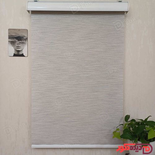 پرده شید طوسی روشن با سیم دوزی نقره ای کد B-1014-03