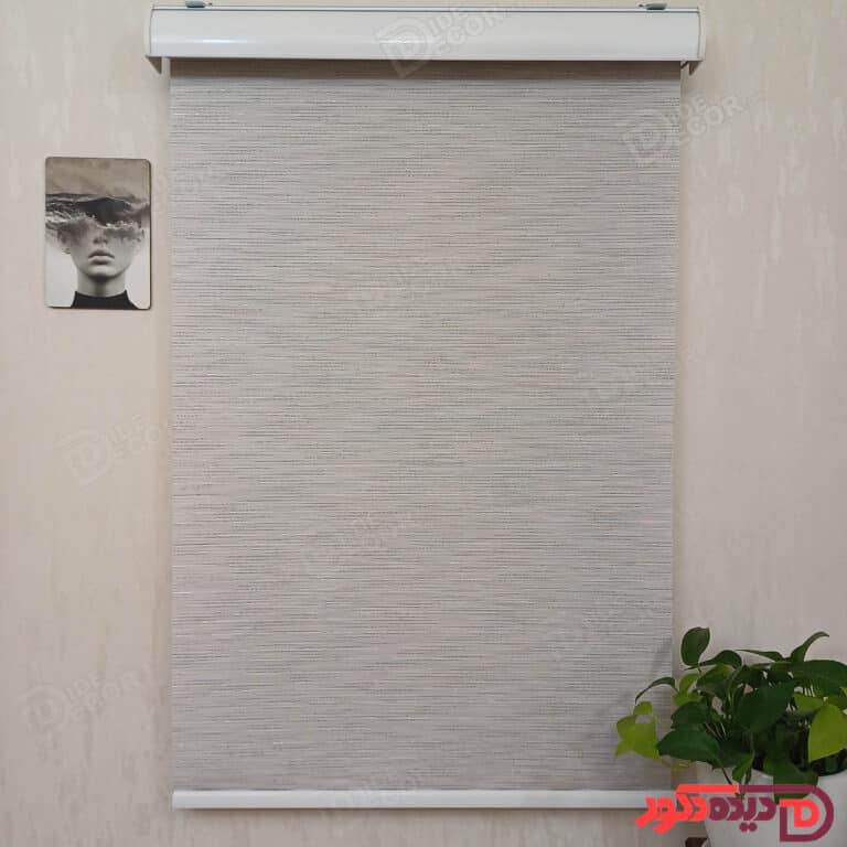 پرده شید طوسی روشن با سیم دوزی نقره ای کد B-1014-03