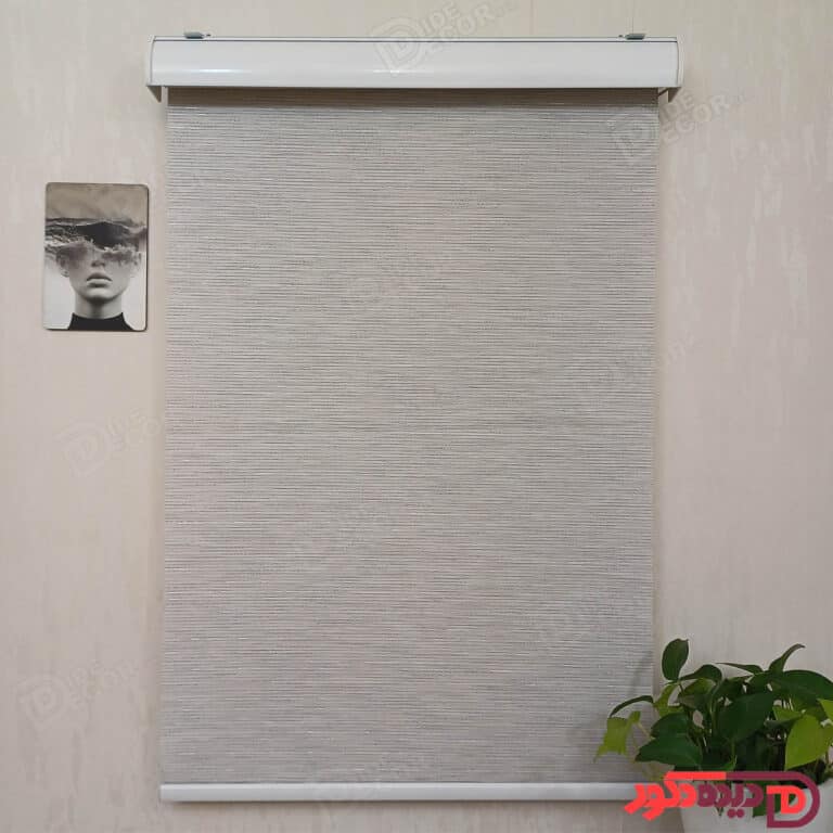 پرده شید طوسی روشن با سیم دوزی نقره ای کد B-1014-04