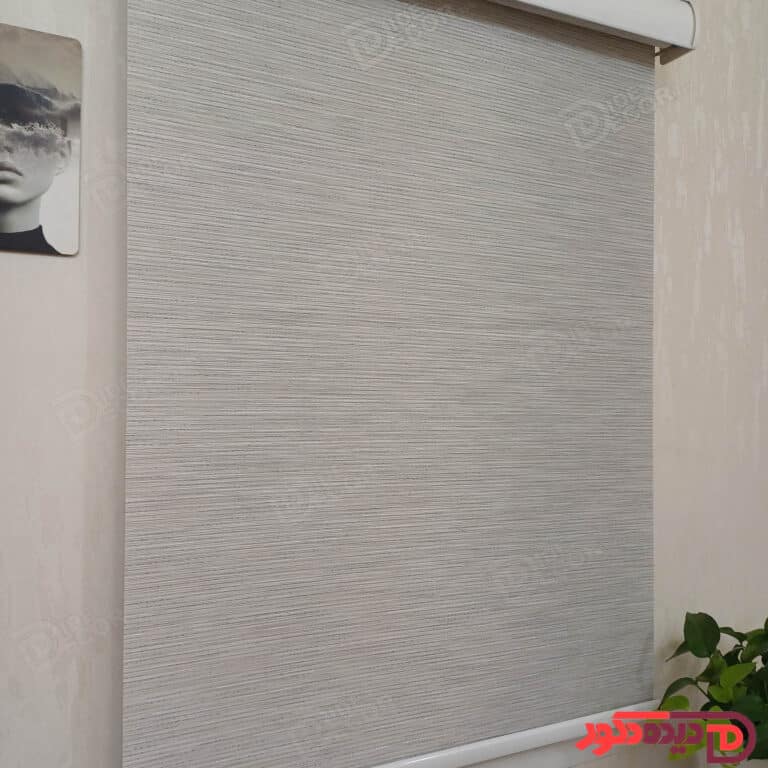 پرده شید طوسی روشن با سیم دوزی نقره ای کد B-1014-04