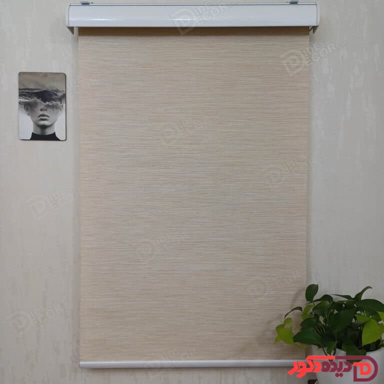 پرده شید کرم با سیم دوزی طلایی کد B-1014-06