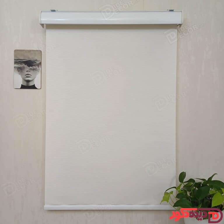 پرده شید سفید شیری با خطوط کرم روشن کد S-5171-01