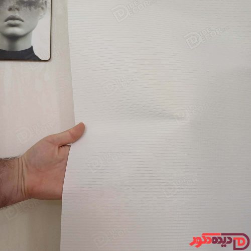 پرده شید سفید شیری با خطوط کرم روشن کد S-5171-01