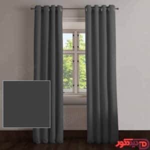 پرده پانچ کتان دودی زغالی طوسی تیره کد 9406