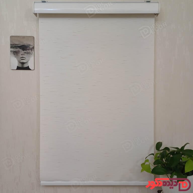 پرده شید سفید شیری با گره های کرم کد B-1016-01