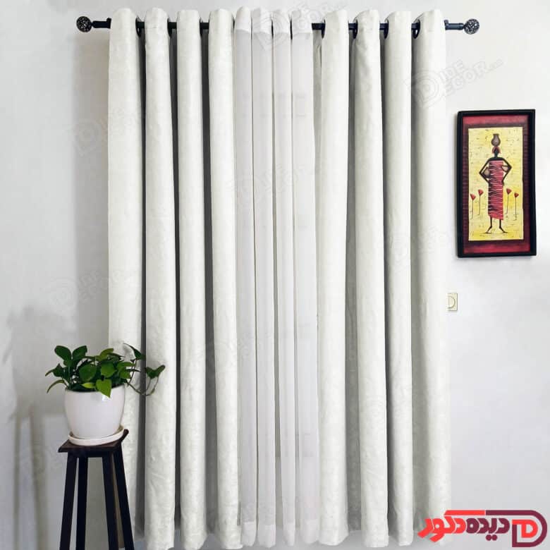 پرده پانچ جیر پتینه رنگ سفید کد 3253