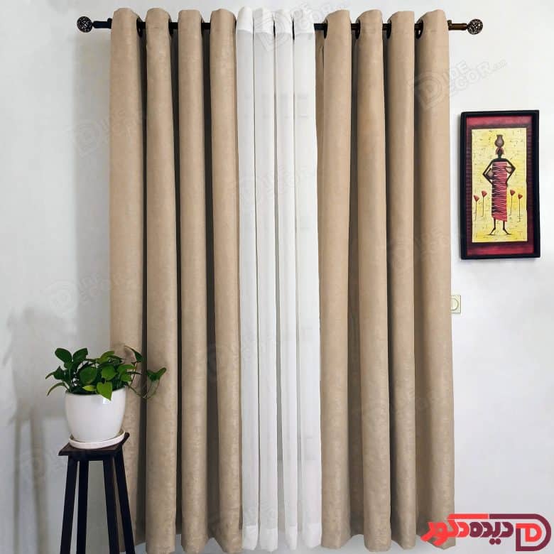 پرده جیر پتینه پانچ رنگ قهوه ای روشن کد 3280