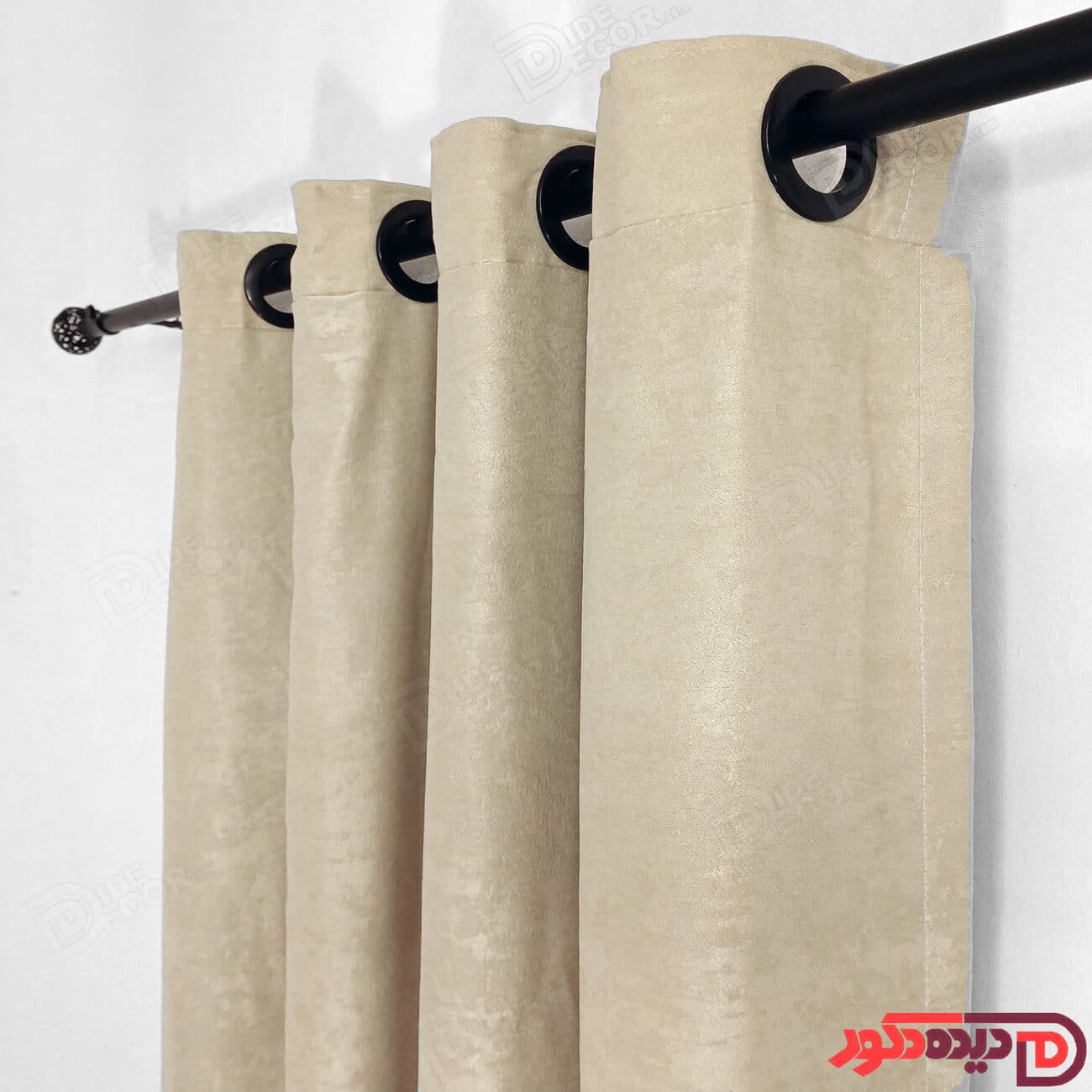 پرده پانچ جیر پتینه رنگ کرم