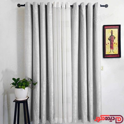 پرده پانچ جیر پتینه رنگ طوسی نقره ای کد 4183 پرده پانچ جیر پتینه رنگ طوسی نقره ای کد 4183