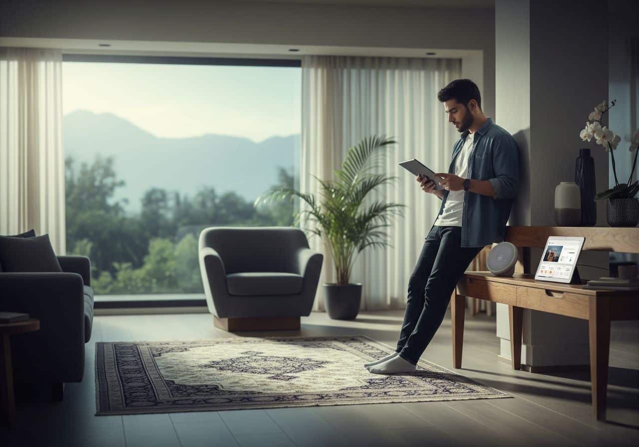 تصویر یک اتاق نشیمن مدرن ایرانی روشن و دلباز