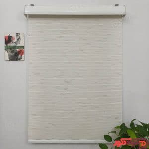 پرده شید سفید شیری با خطوط کرم و طوسی کد B1016-03