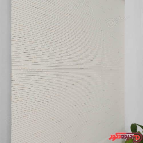 پرده شید سفید شیری با خطوط کرم و طوسی کد B1016-03