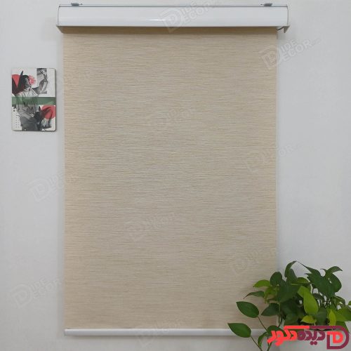 پرده شید رنگ کرم با خطوط سفید کد B1016-05