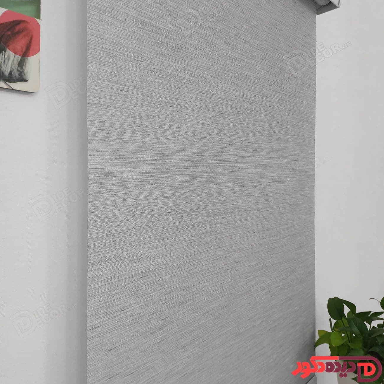 پرده شید رنگ طوسی روشن با خطوط تیره کد B1016-6