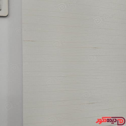 پرده شید سفید شیری با گره های سفید و خطوط باریک قهوه ای کد B1017-101