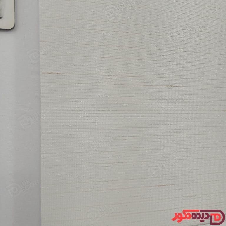 پرده شید سفید شیری با گره های سفید و خطوط باریک قهوه ای کد B1017-101