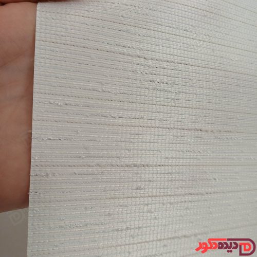 پرده شید سفید شیری با گره های سفید و خطوط باریک قهوه ای کد B1017-101