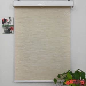 پرده شید کرم روشن با گره های سفید و خطوط قهوه ای کد B-1017-102