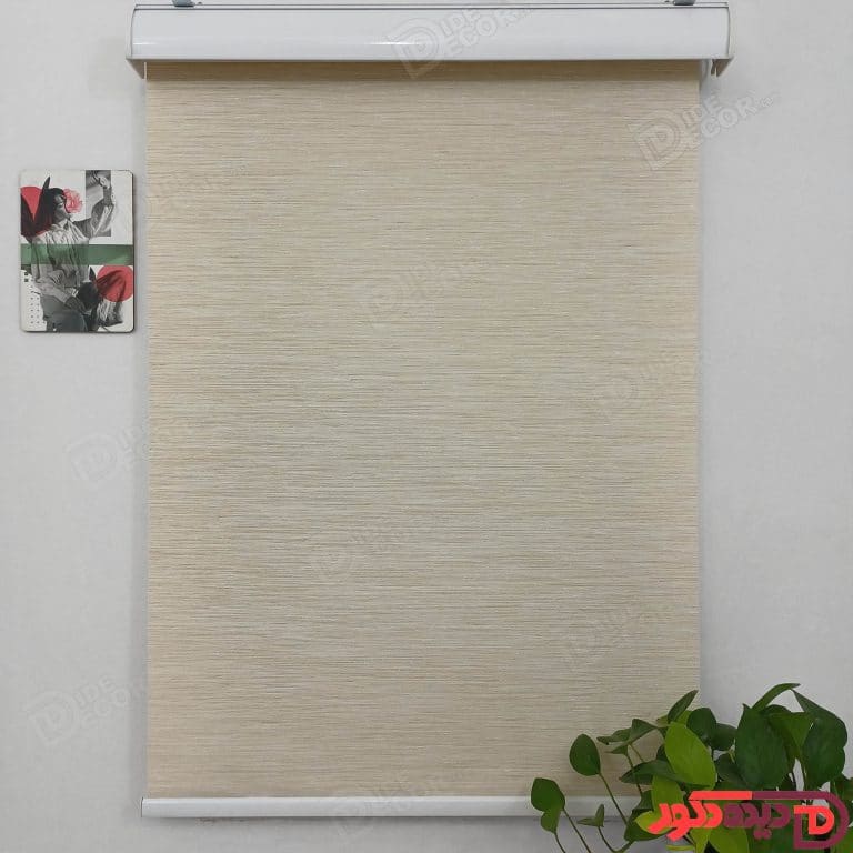 پرده شید کرم روشن با گره های سفید و خطوط قهوه ای کد B-1017-102