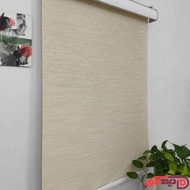 پرده شید کرم روشن با گره های سفید و خطوط قهوه ای کد B-1017-102