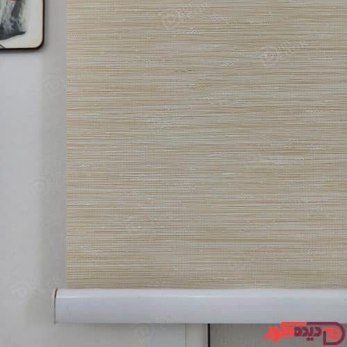 پرده شید کرم روشن با گره های سفید و خطوط قهوه ای کد B-1017-102