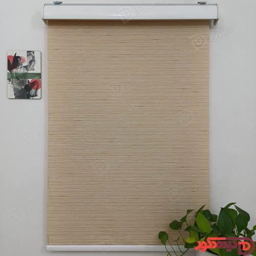 پرده شید کرم تیره مایل به قهوه ای با گره های سفید و قهوه ای کد B-1017-103