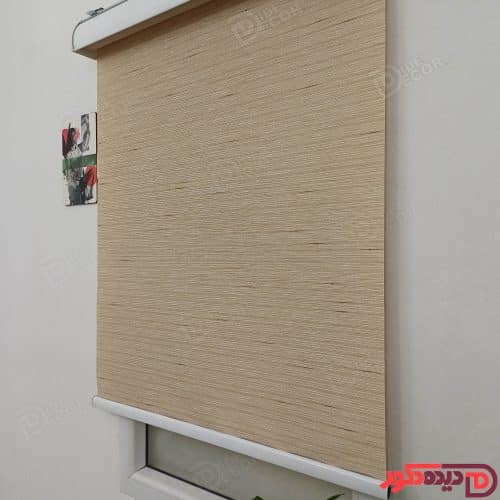 پرده شید کرم تیره مایل به قهوه ای با گره های سفید و قهوه ای کد B-1017-103