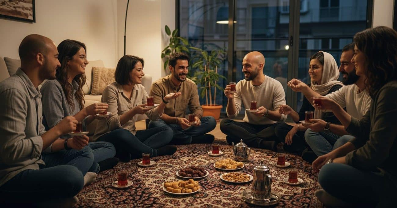 گپ زدن و چای خوردن در یک دورهمی ایرانی