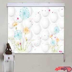 پرده زبرا دومکانیزم قاصدک آبی و نارنجی در زمینه سفید AZD-31