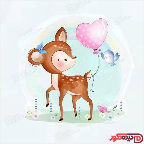 بچه آهو و بادکنک قلبی و گنجشک کد KZD-034 بچه آهو و بادکنک قلبی و گنجشک کد KZD-034