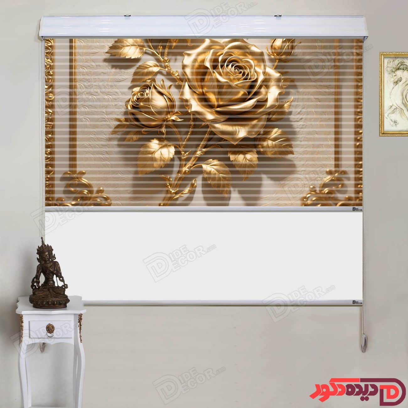 پرده زبرا دومکانیزم گل رز طلایی AZD-35