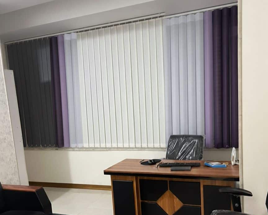 پرده ورتیکال ساده زنبوری آبی طوسی سفید DK