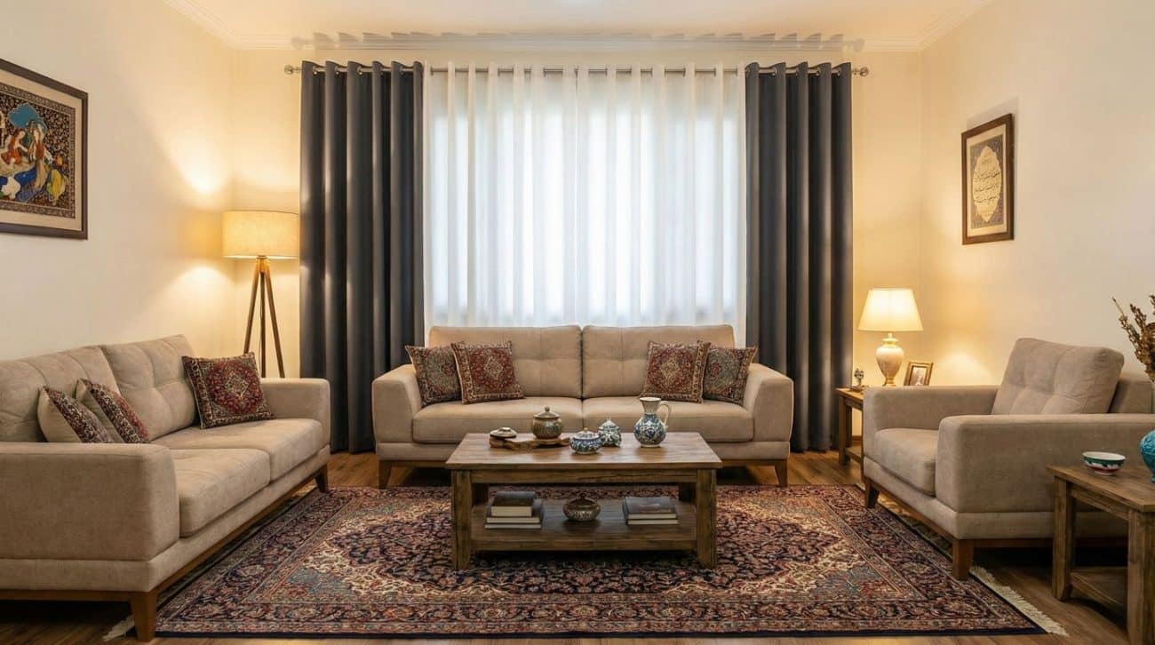 پرده پانچ کتان و مخمل - پرده پانچ مناسب پذیرایی