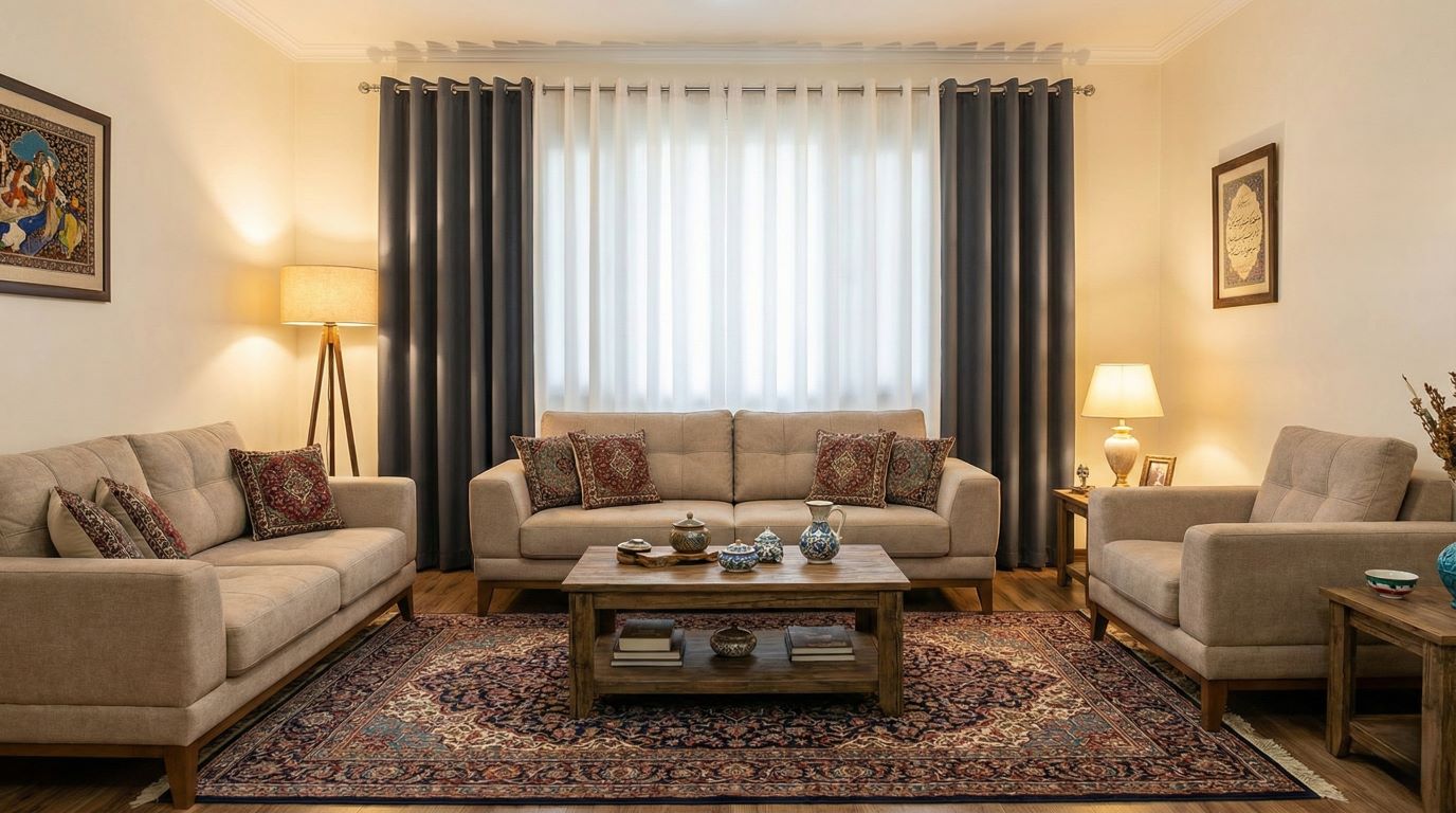 پرده پانچ کتان و مخمل - پرده پانچ مناسب پذیرایی