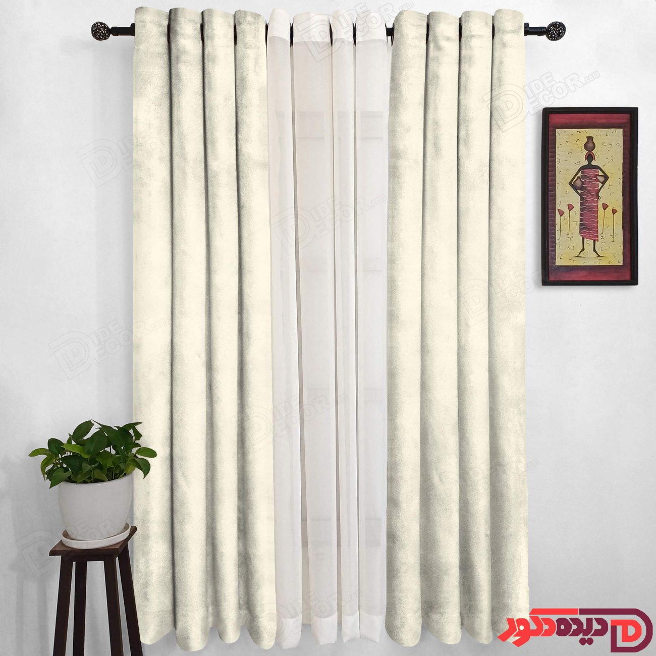 پرده پانچ جیر پتینه رنگ نباتی کد 3254