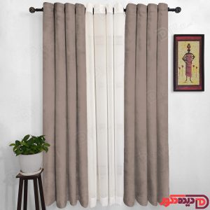 پرده پانچ جیر پتینه رنگ نسکافه ای تیره یا پژ مایل به طوسی کد 3279