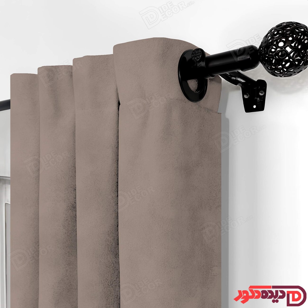 پرده پانچ جیر پتینه رنگ نسکافه ای تیره یا پژ مایل به طوسی کد 3279