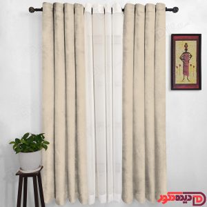 پرده پانچ جیر پتینه رنگ کرم روشن کد 3281
