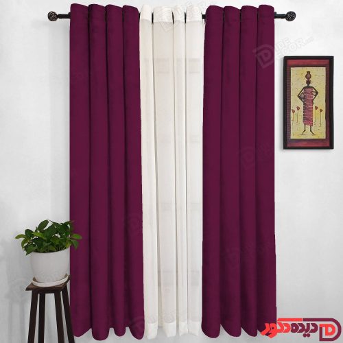 پرده پانچ جیر پتینه رنگ بنفش پررنگ کد 3562